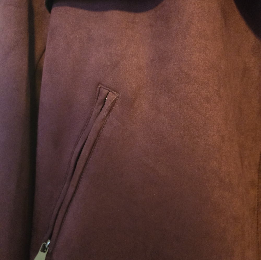 Bagatelle Burgundy Faux Suede Moto Jacket - Picture 3 of 6